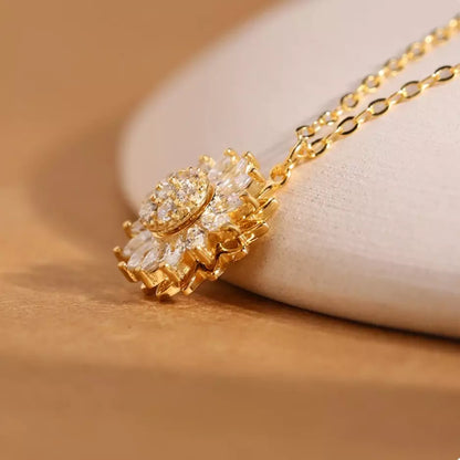 Collar Girasol Giratorio en Oro